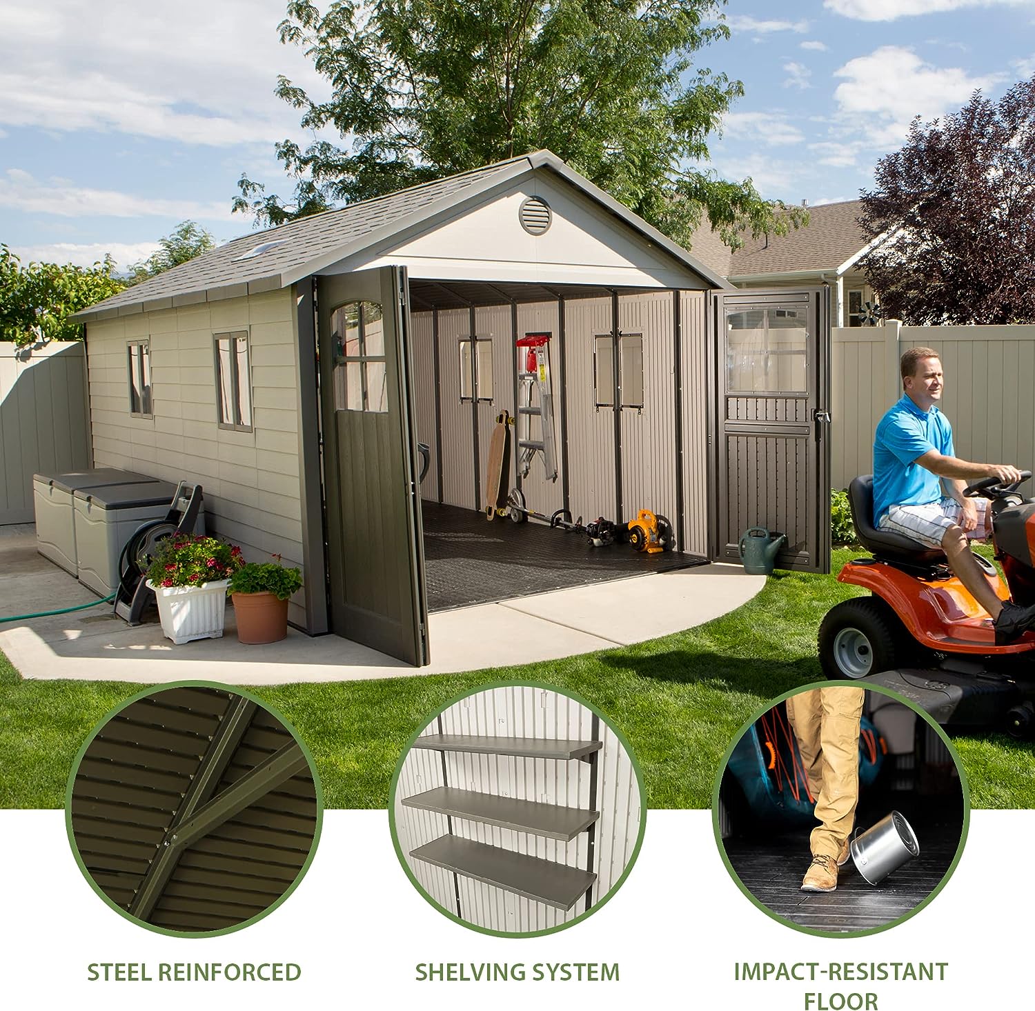 Lifetime 11 x 18.5 Ft. Outdoor Storage Shed, 11 x 18.5, Desert Sand