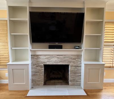 ✨Seneca Electric Fireplace Media Cabinet in White Matching wall cupboard✨