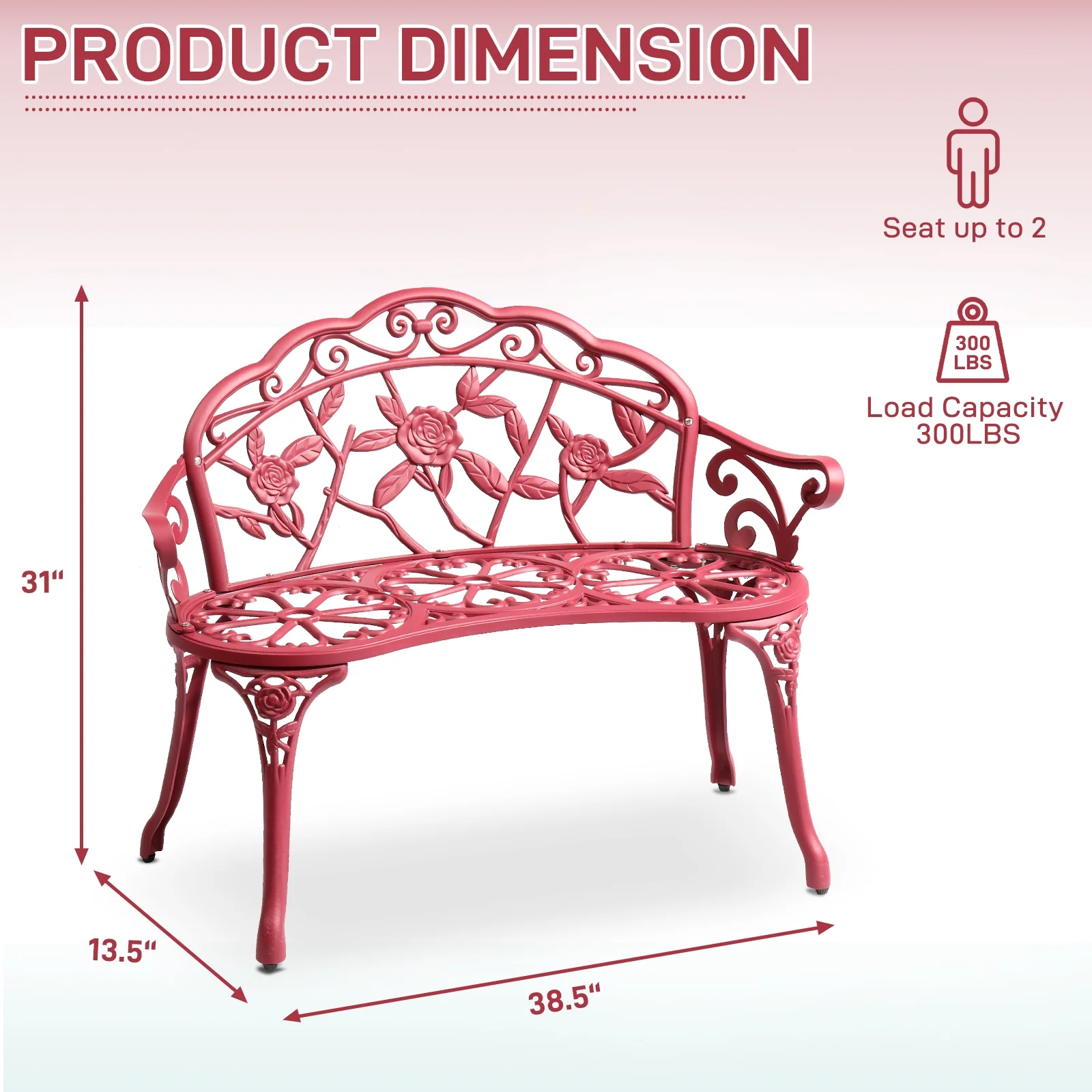 Ktaxon Outdoor Patio Park Garden Bench Courtyard Leisure Rose Cast Aluminum, Outdoor Loveset, Bronze