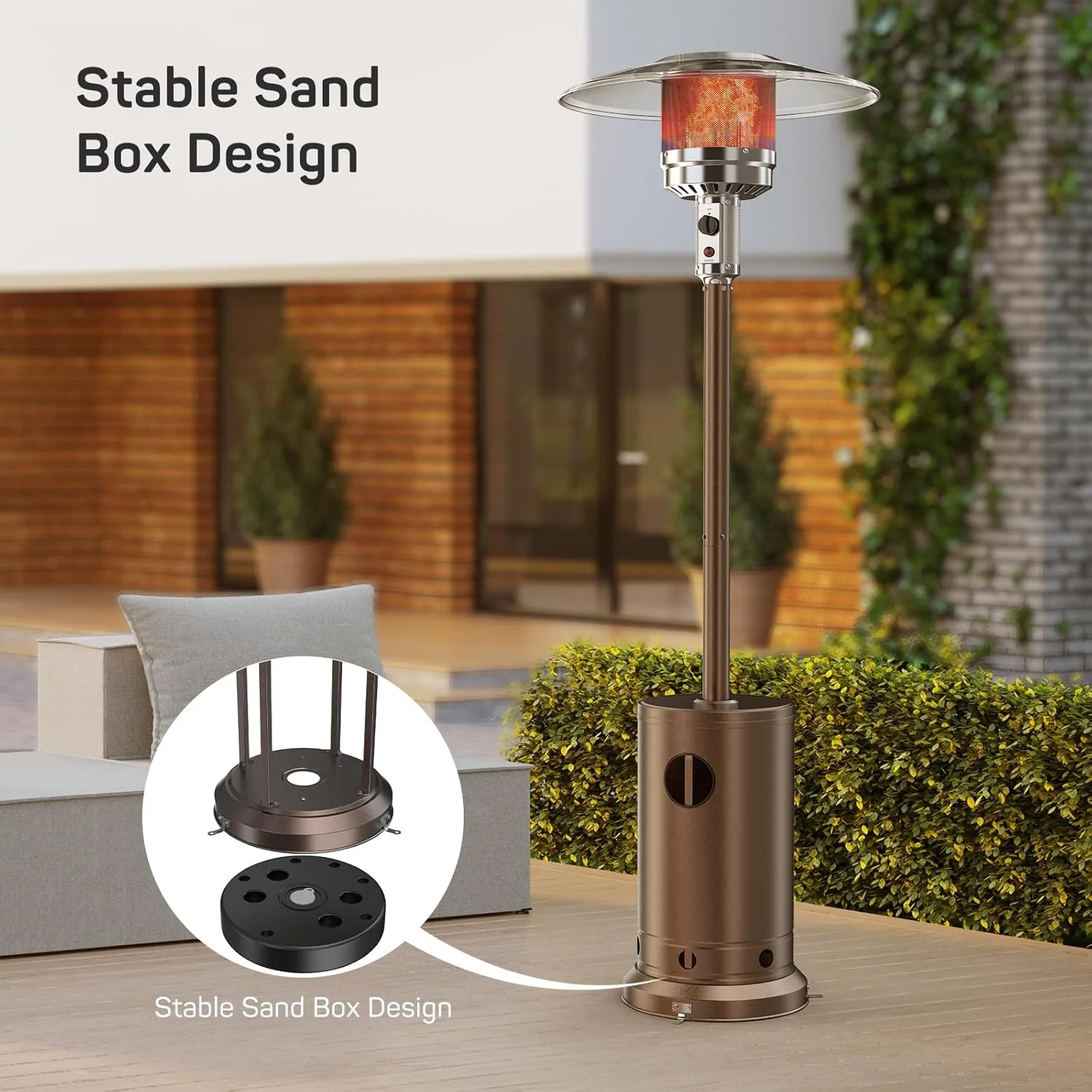 Blorly Propane Heater, 48,000 BTU Outdoor Heaters with Auto-off Safety Protection, Double-Layer Stainless Steel with Wheels