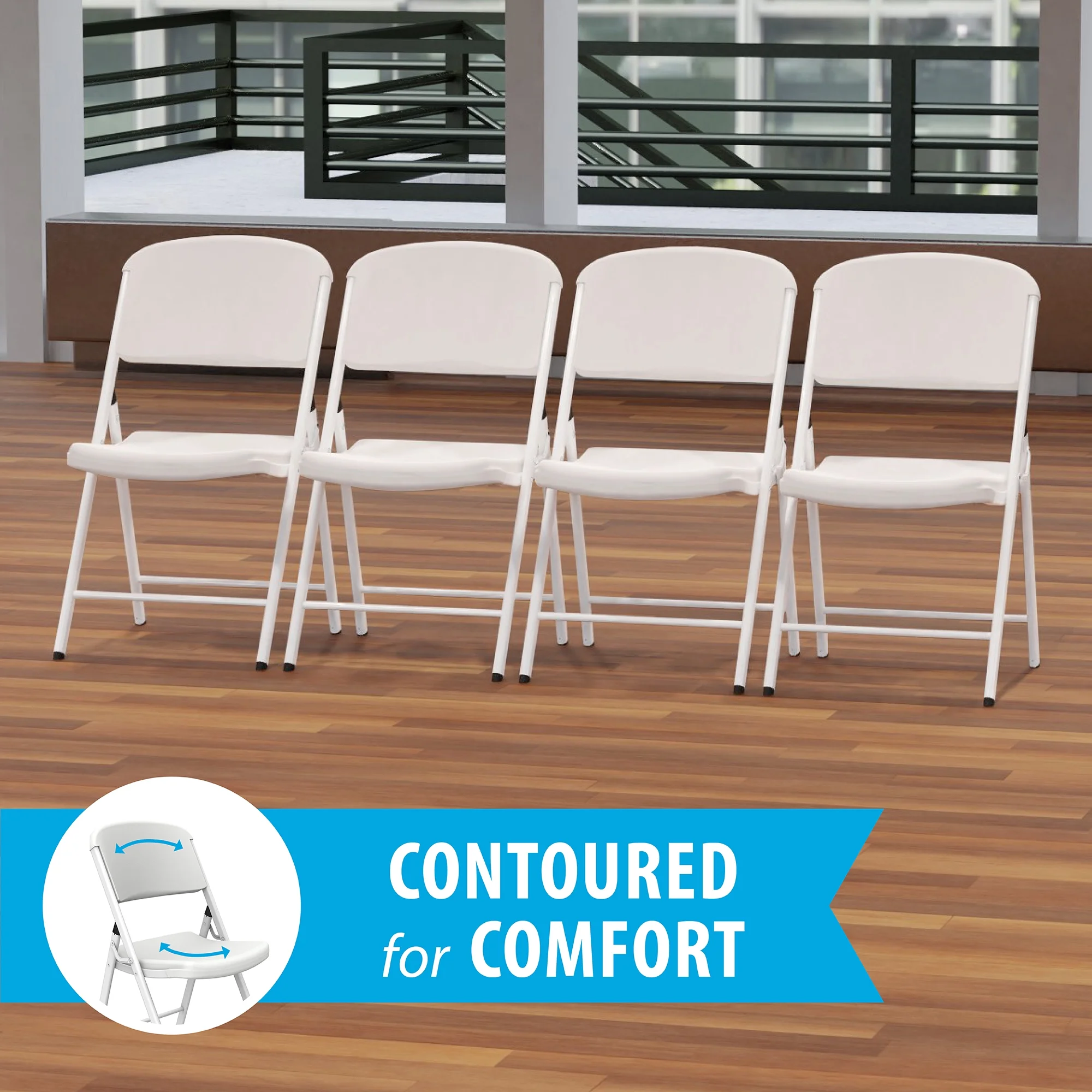 Lifetime Folding Chair, Indoor/Outdoor Commercial, White Granite, 4 Pack (42804)