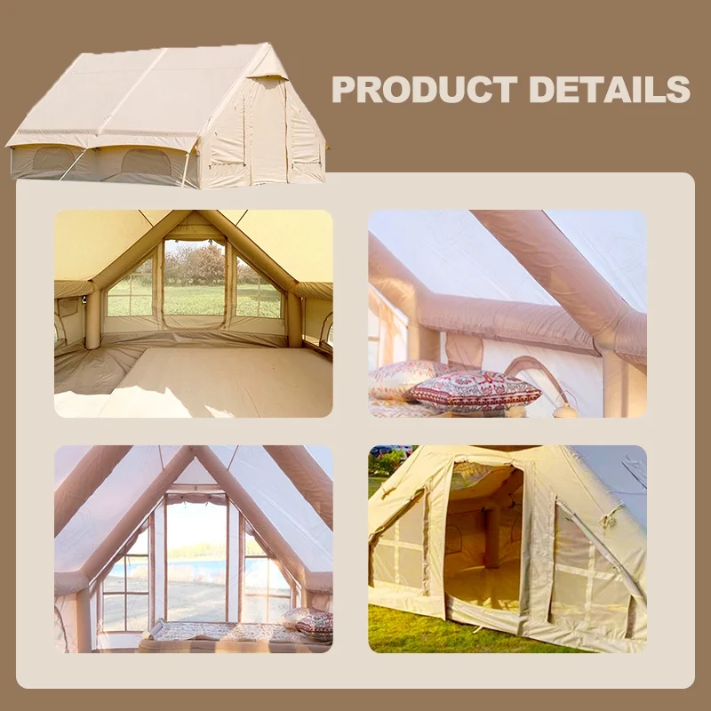 SENLEETO 8-10 People Glamping Inflatable Tents , 129 ft2 Large Blow Up  Tent with Hand Pump,  420D Oxford Fabric Camping Tent, Easy Setup Air Tent for Outdoor&Travel