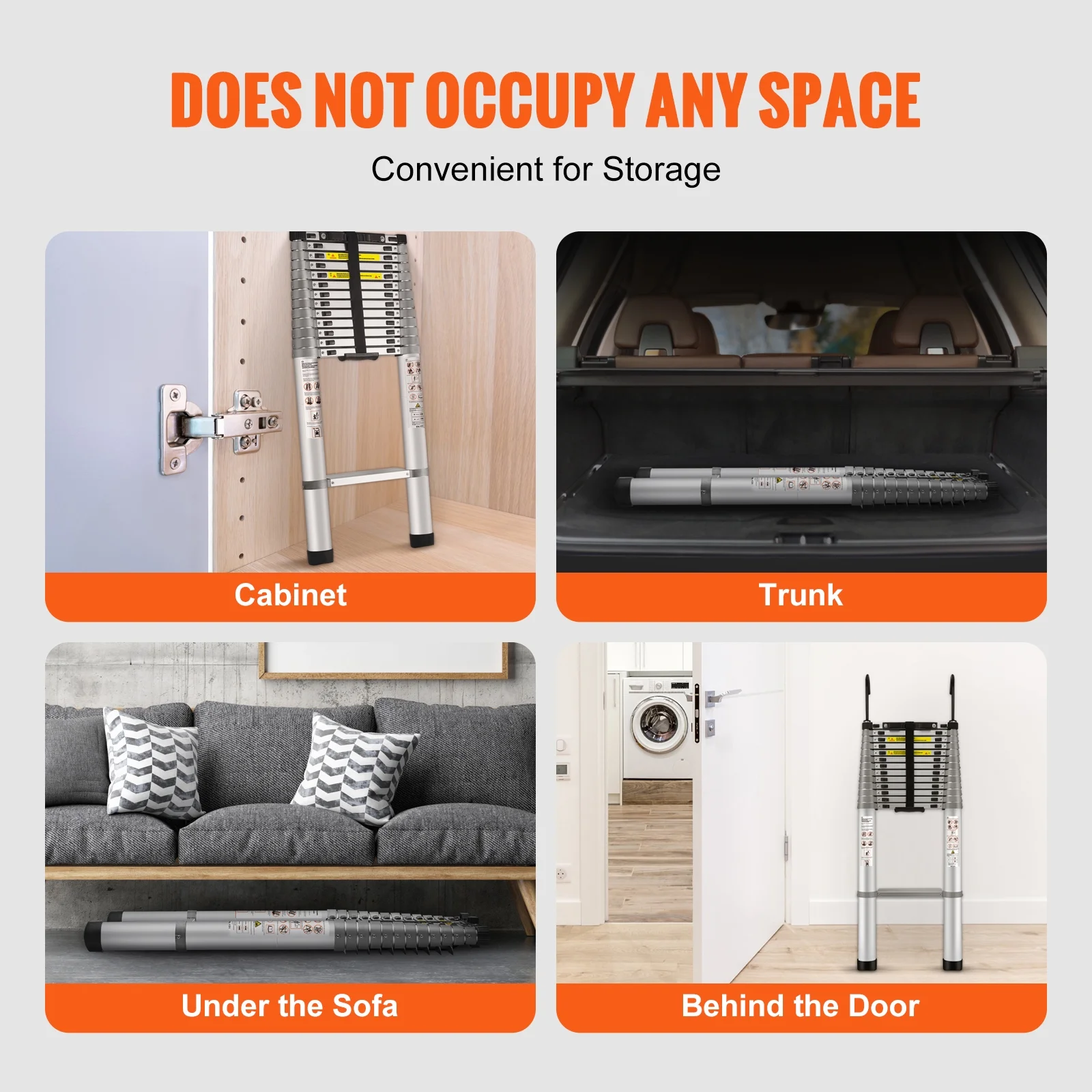 BENTISM 15 FT Telescoping Ladder, 400 lbs Load Capacity Aluminum Telescopic Extension Ladder, Multi-purpose Collapsible Ladder for RV, Home or Outdoor Work