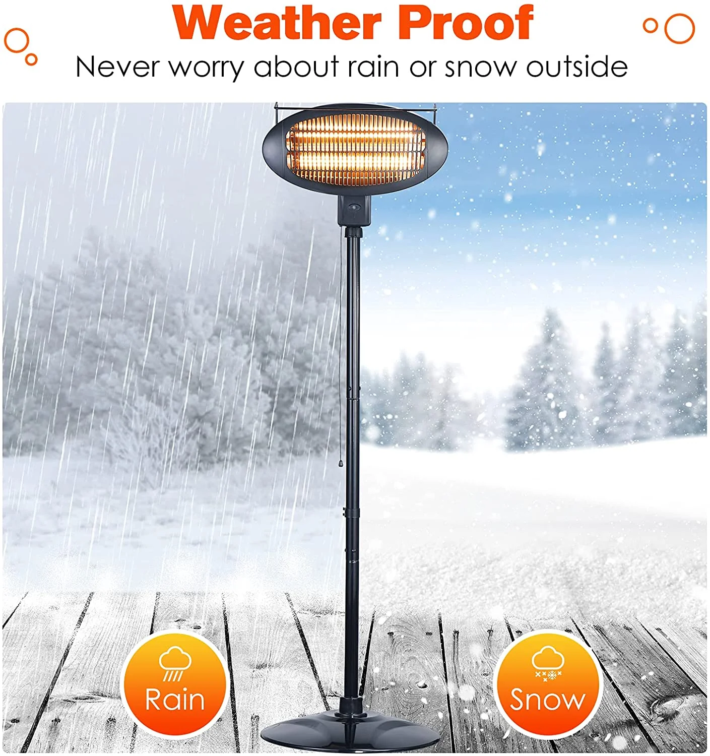 iMeshbean Patio Heater-Mounted 600/1500W Infrared Outdoor Heater Ceiling Mounted Style
