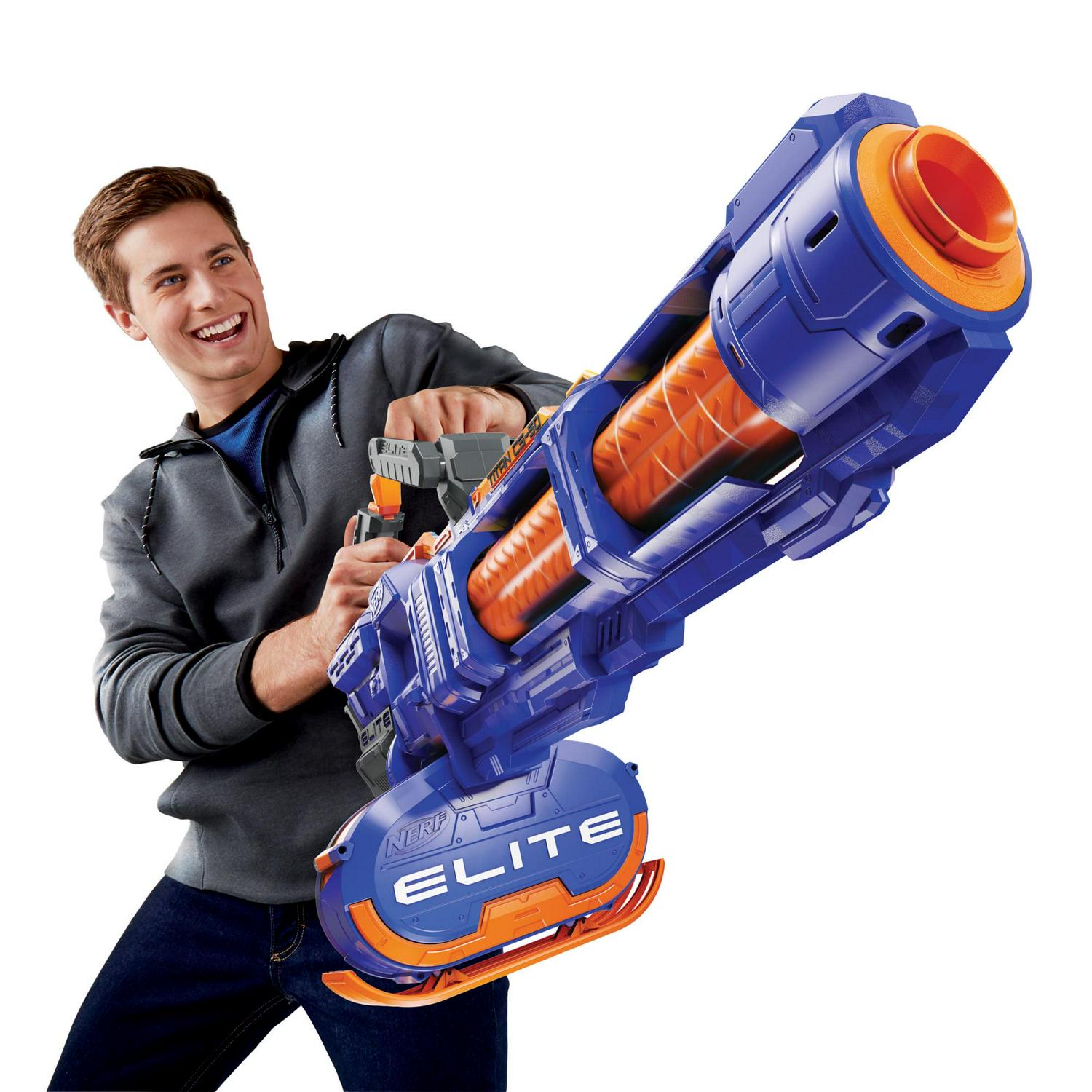 Nerf Elite Titan CS-50 Toy Blaster Fully Motorized 50 Dart Drum 50 Official Elite Dart Spinning Barrel. For Teens and Adults