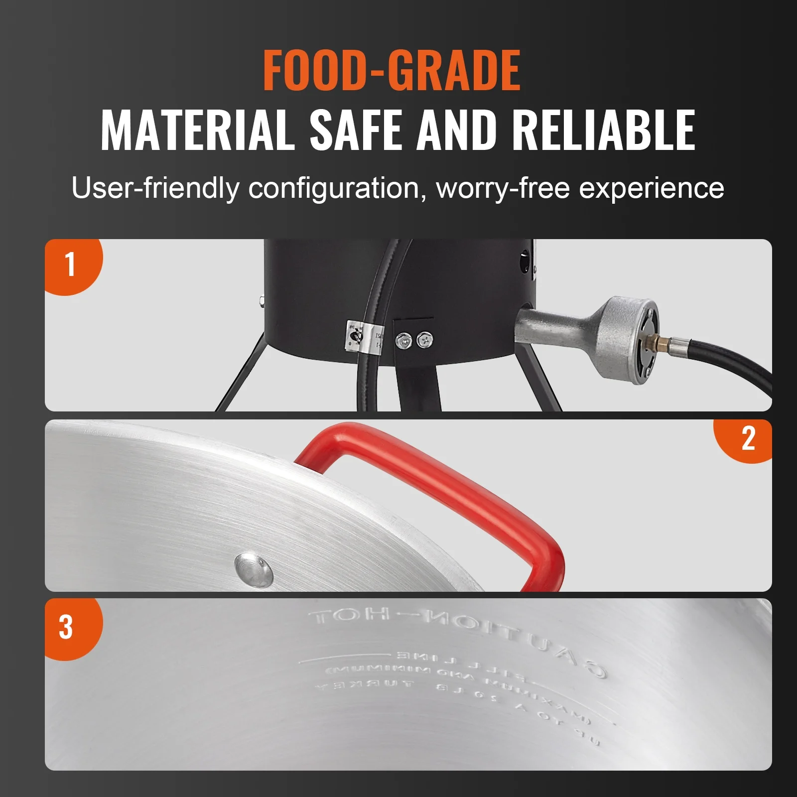 KFFKFF Deep Fryer for Turkey, Set of 30-qt Boiler Steamer Cooker, Outdoor Aluminum Pot for Seafood Frying, Propane Gas Boiler with 54,000 BTU Burner, Comes with Basket, Poultry Rack