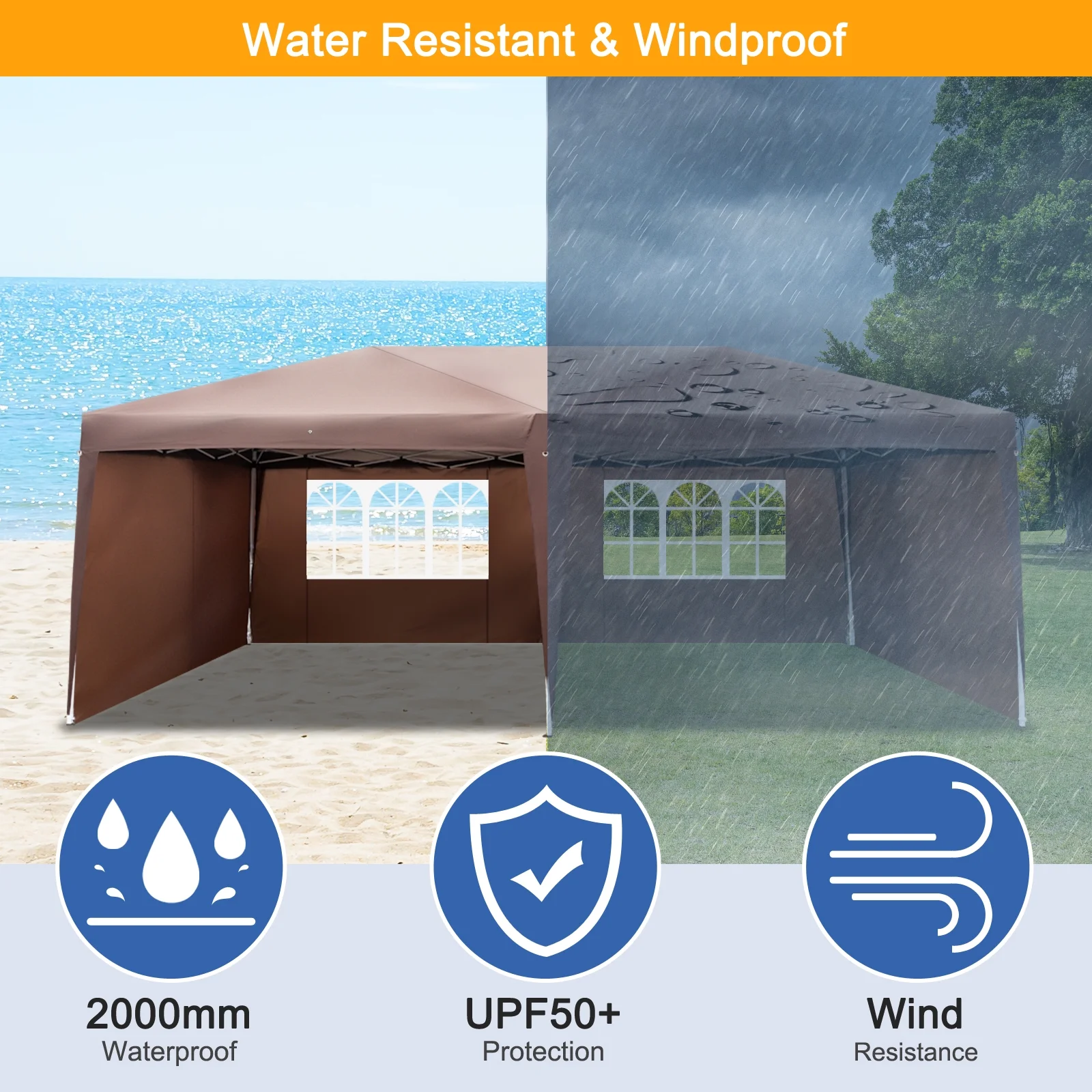 Zimtown 10'x20' Ez Pop up Backyard Canopy Heavy Duty Blue W/6 Sides