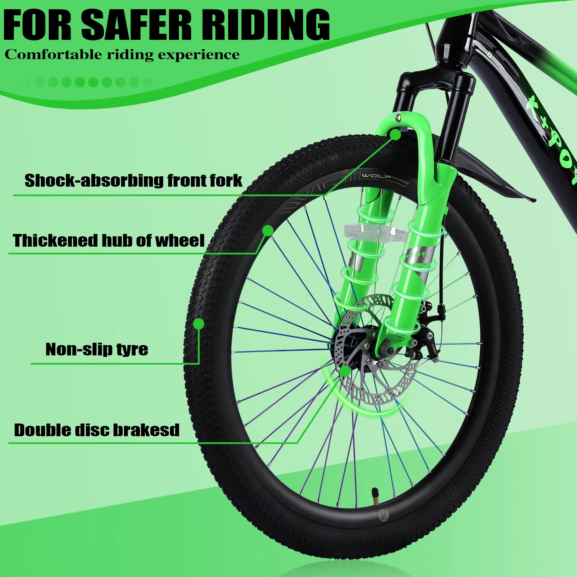 Bstjewey 20/24 Inch Kids Mountain Bike, Dual Disc Brakes, Suspension Fork, Ages 7-12