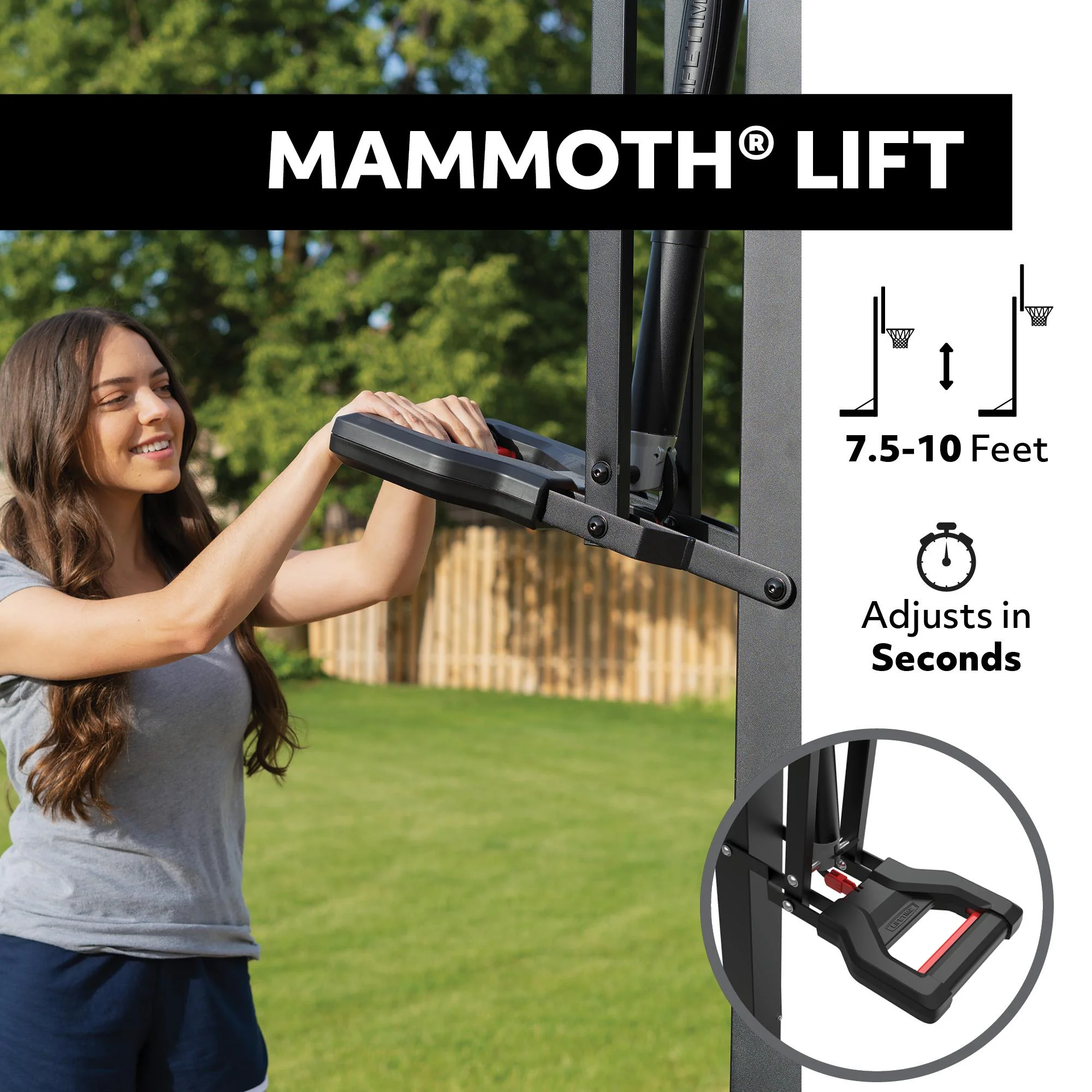 Lifetime 54-Inch Tempered Glass Bolt Down Basketball Hoop with Mammoth Lift Adjustment & Spring Flex Rim - Model 90965-Outdoor Play