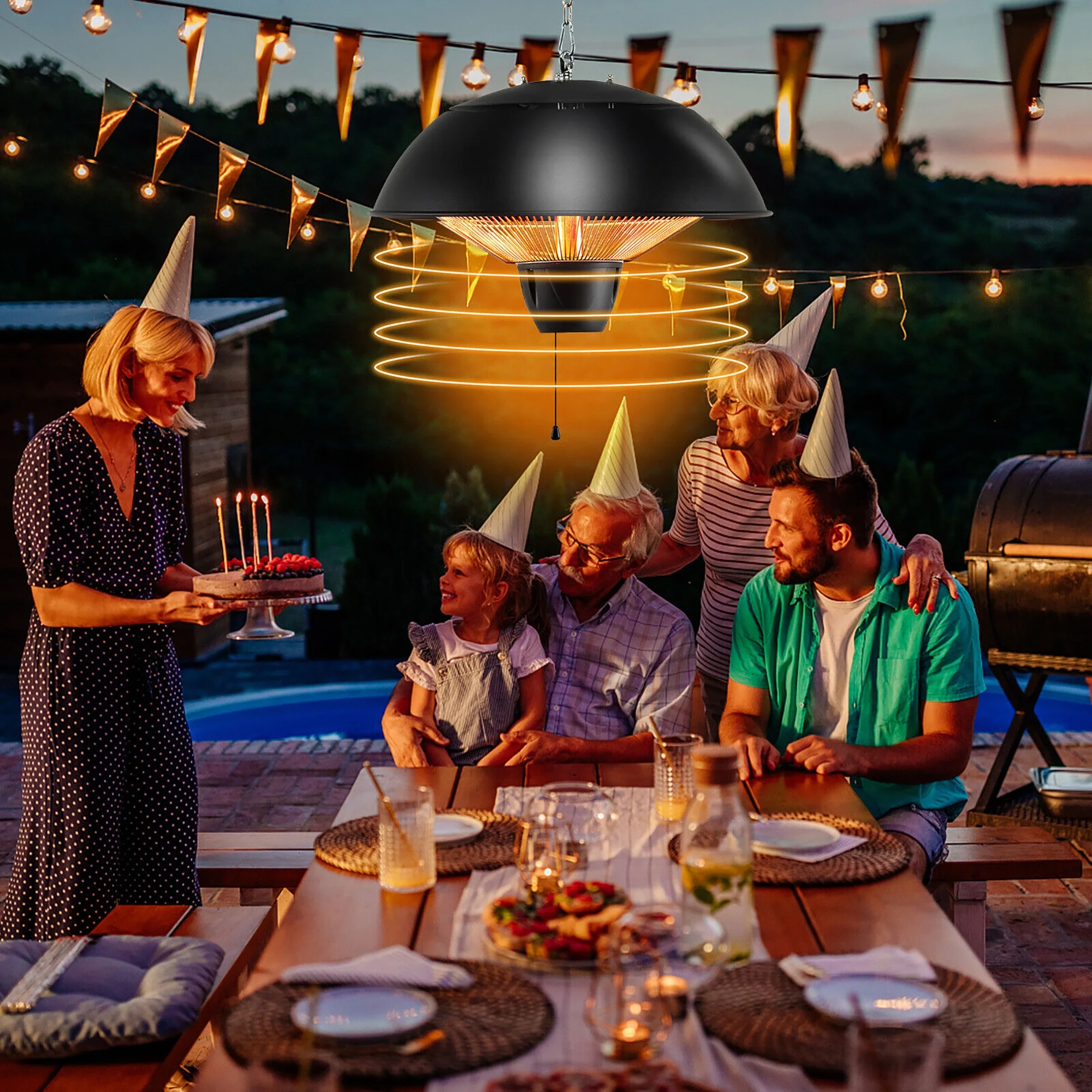 Gymax 1500W Electric Outdoor Hanging Patio Heater w/ IPX4 Waterproof