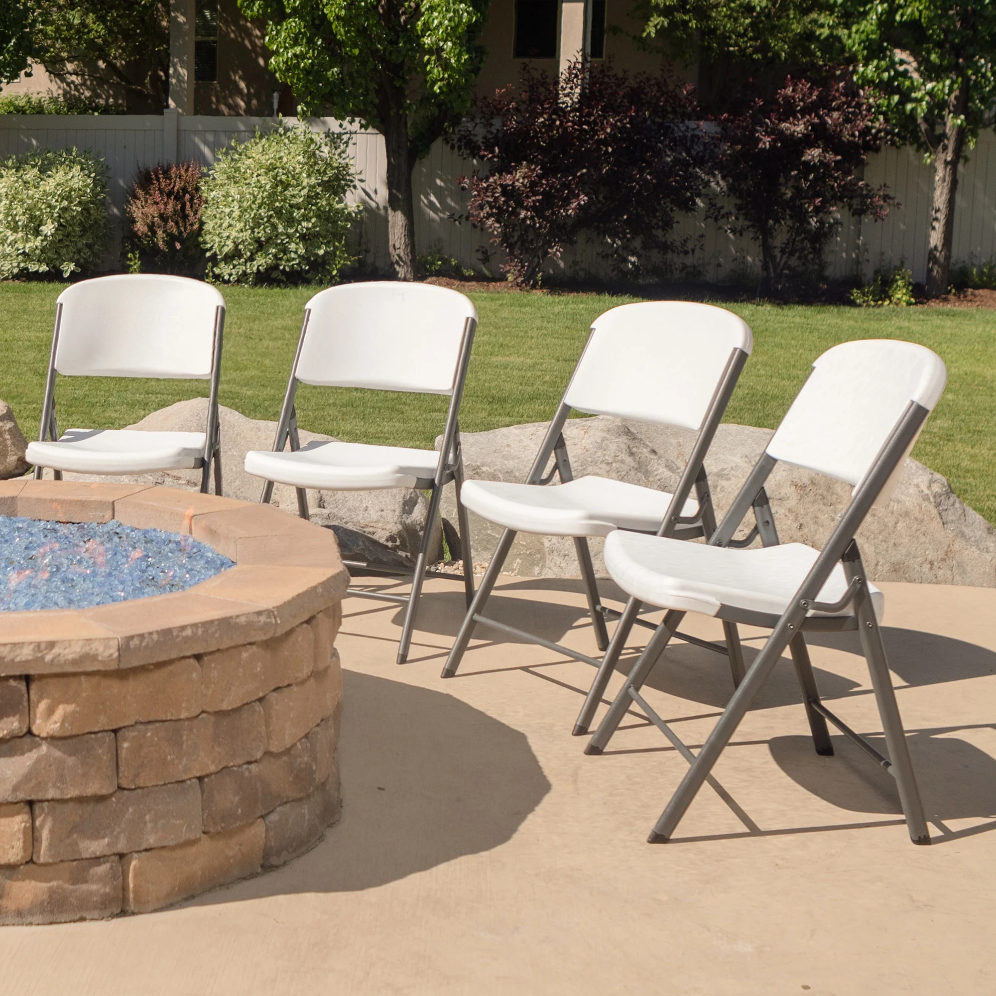 Lifetime Folding Chair, Indoor/Outdoor Commercial, White Granite, 4 Pack (42804)