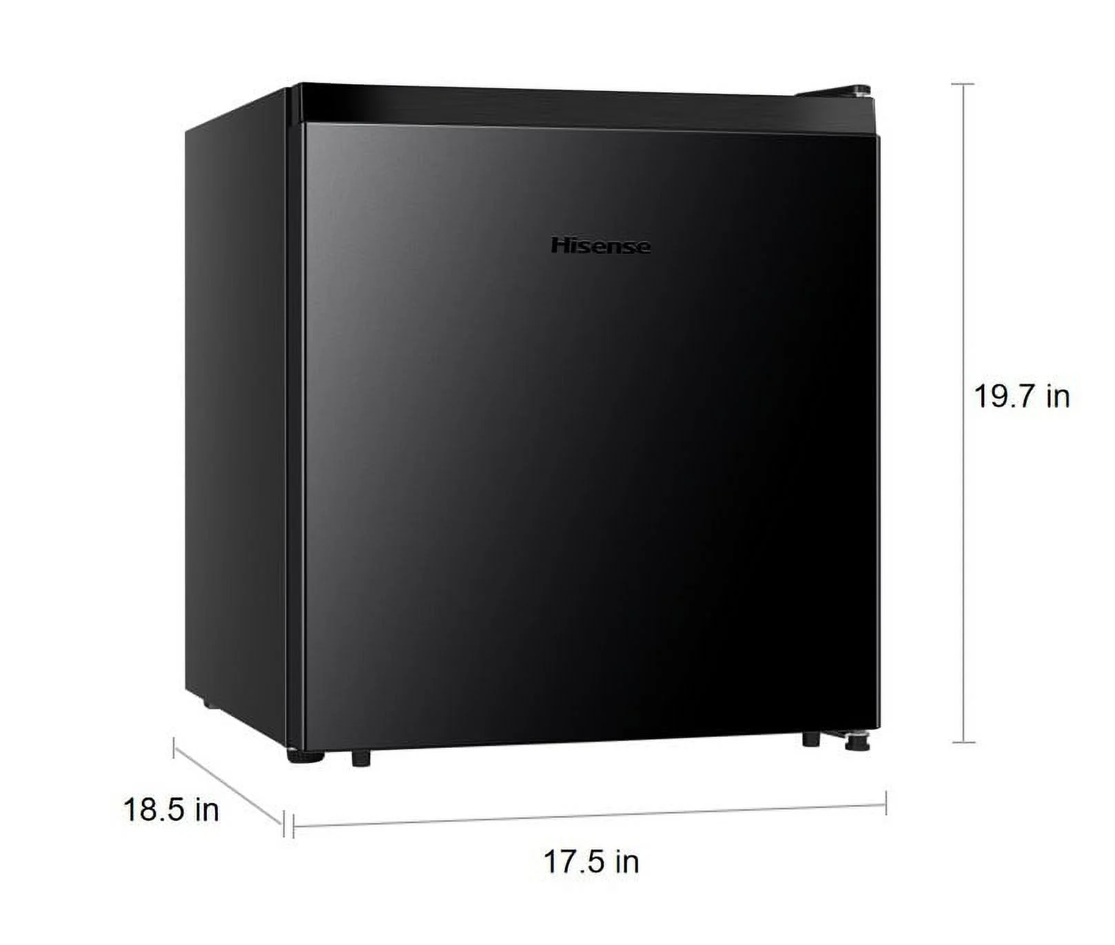 Hisense 1.6 Cu ft Single Door Mini Fridge, Black, Energy Star, 1 Year Warranty, WMS017M6XBE New