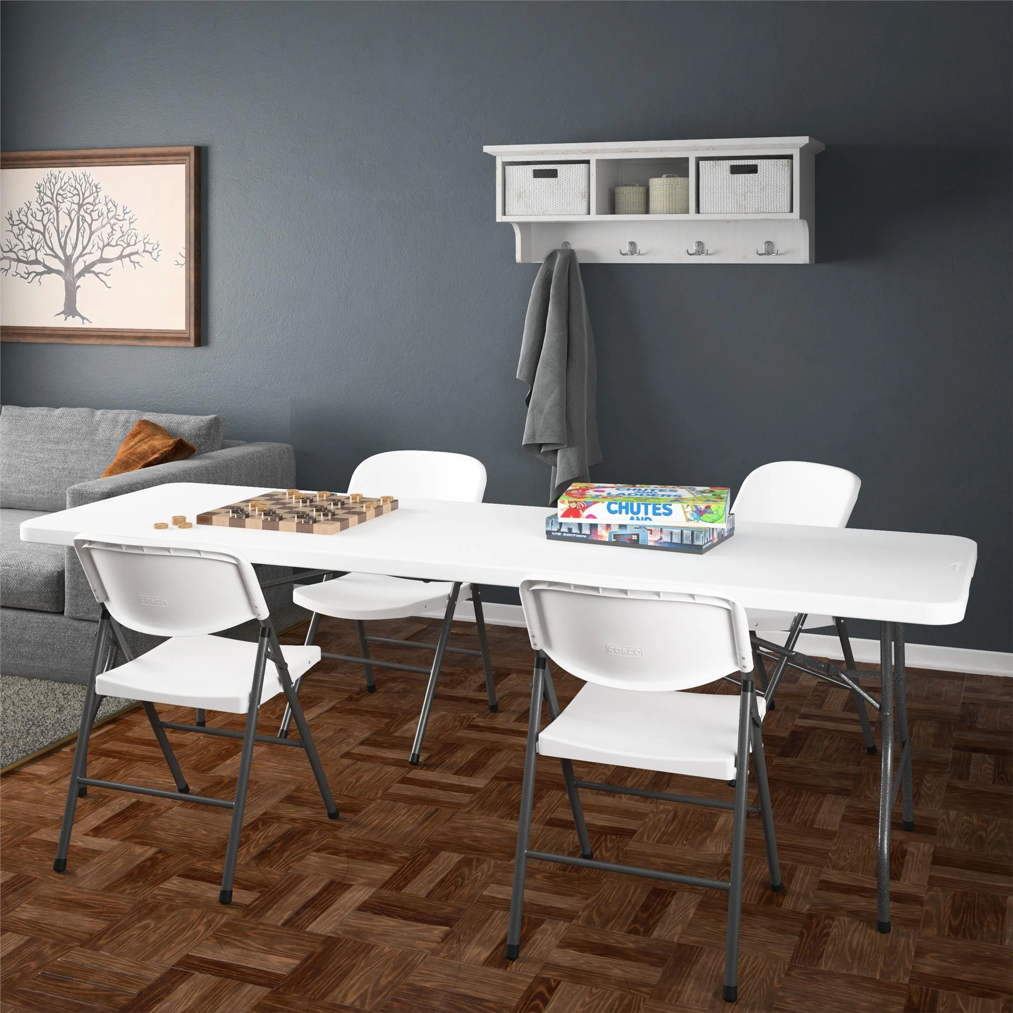 Cosco 8 Foot Centerfold Folding Table, White