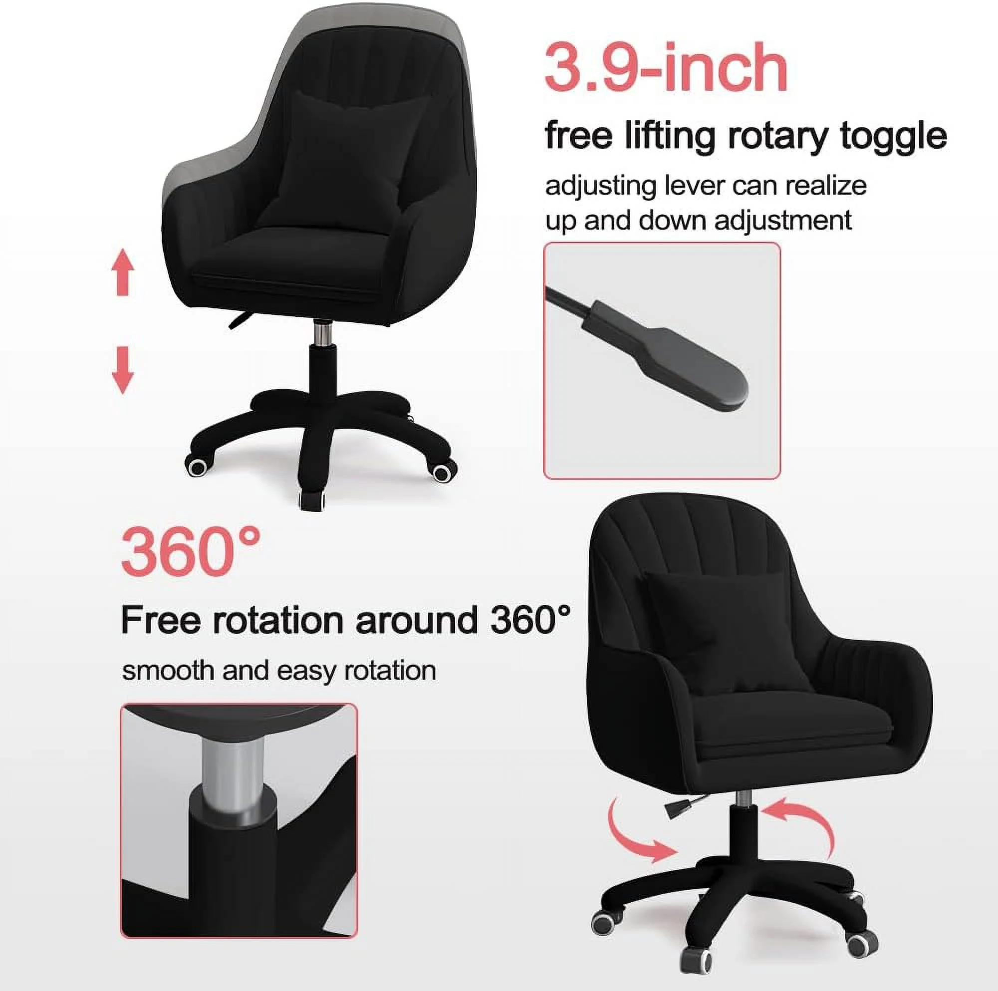 Home Office Chair Computer Chair with Mid-Back Upholstered Modern Tufted Computer Task Chair Swivel Height Adjustable Velvet Accent Chair.��White��