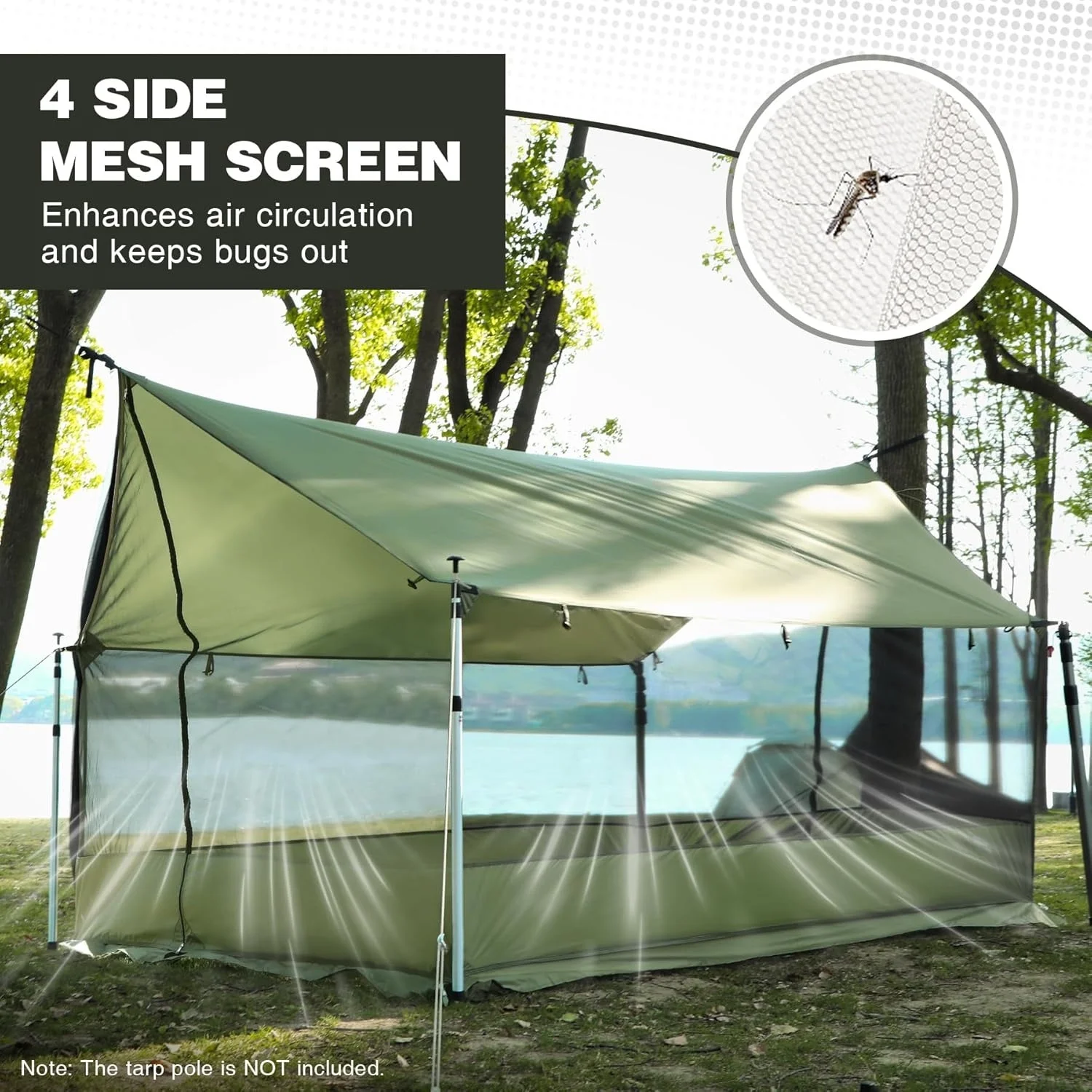 Bug Tents for Camping, Portable Screen House for Hammock with Mosquito Netting, 6 Windropes & 12 Stakes, Screen