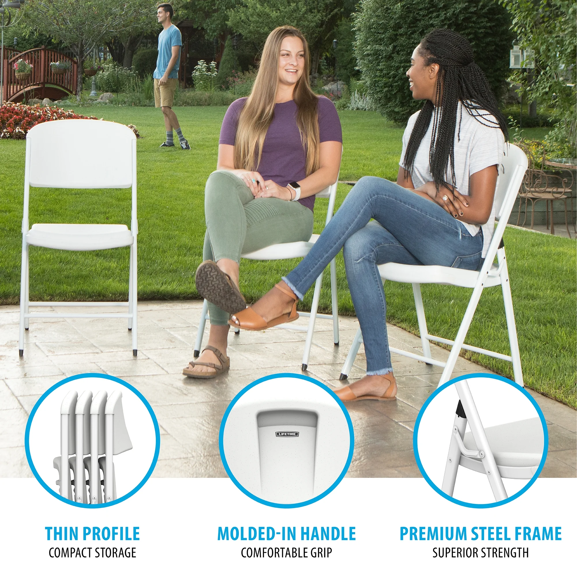 Lifetime Folding Chair, Indoor/Outdoor Commercial, White Granite, 4 Pack (42804)