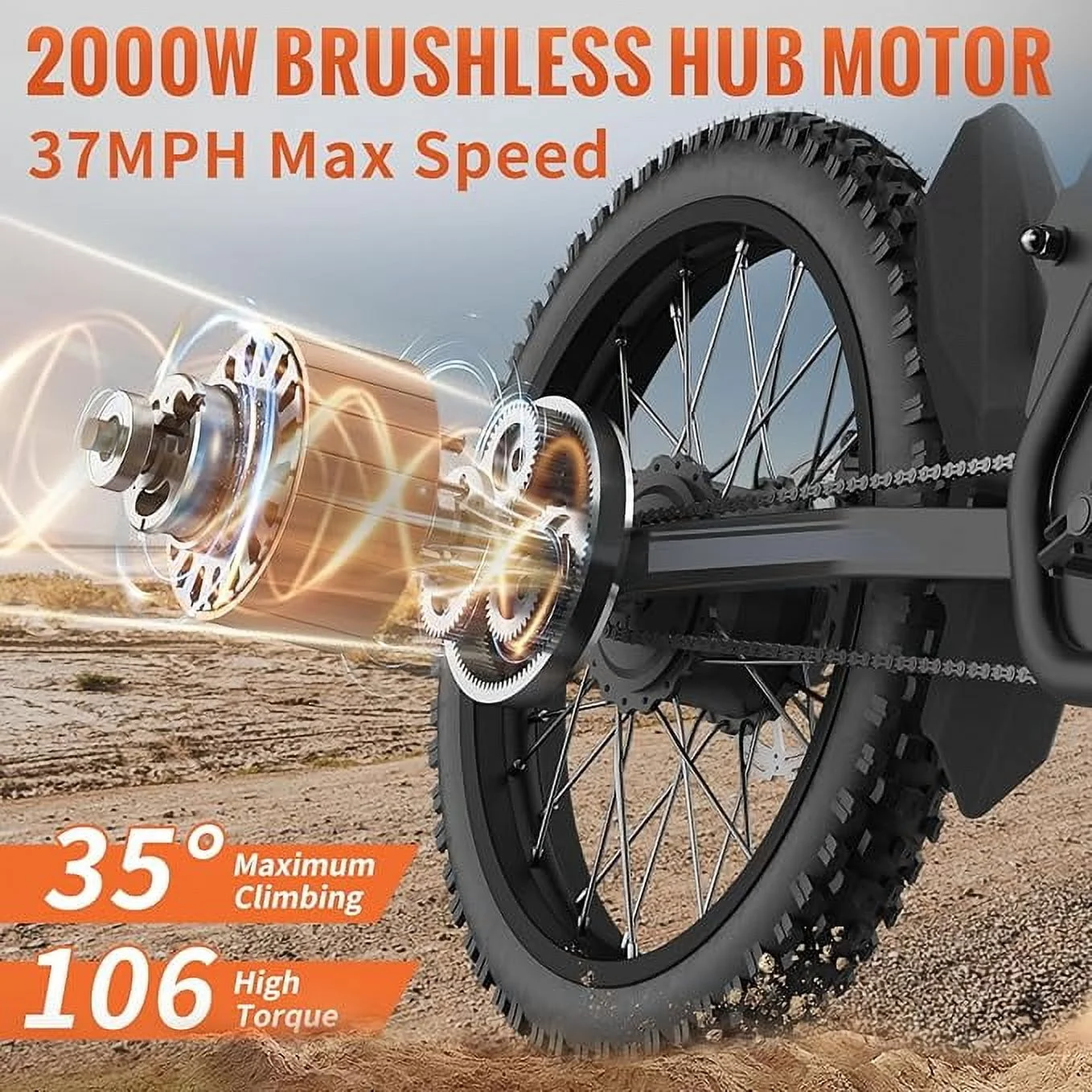 2400W Ridingtimes GT73 2400W 48V Electric Motorbike 18.2AH*2 Electric BIKE UL2849 with 25