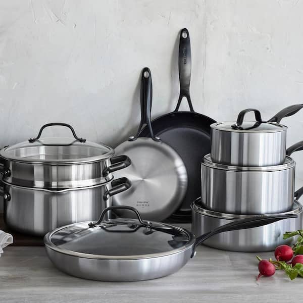 Venice Pro Noir Tri-Ply Stainless Steel Healthy Ceramic Nonstick 13 Piece Cookware Pots and Pans Set