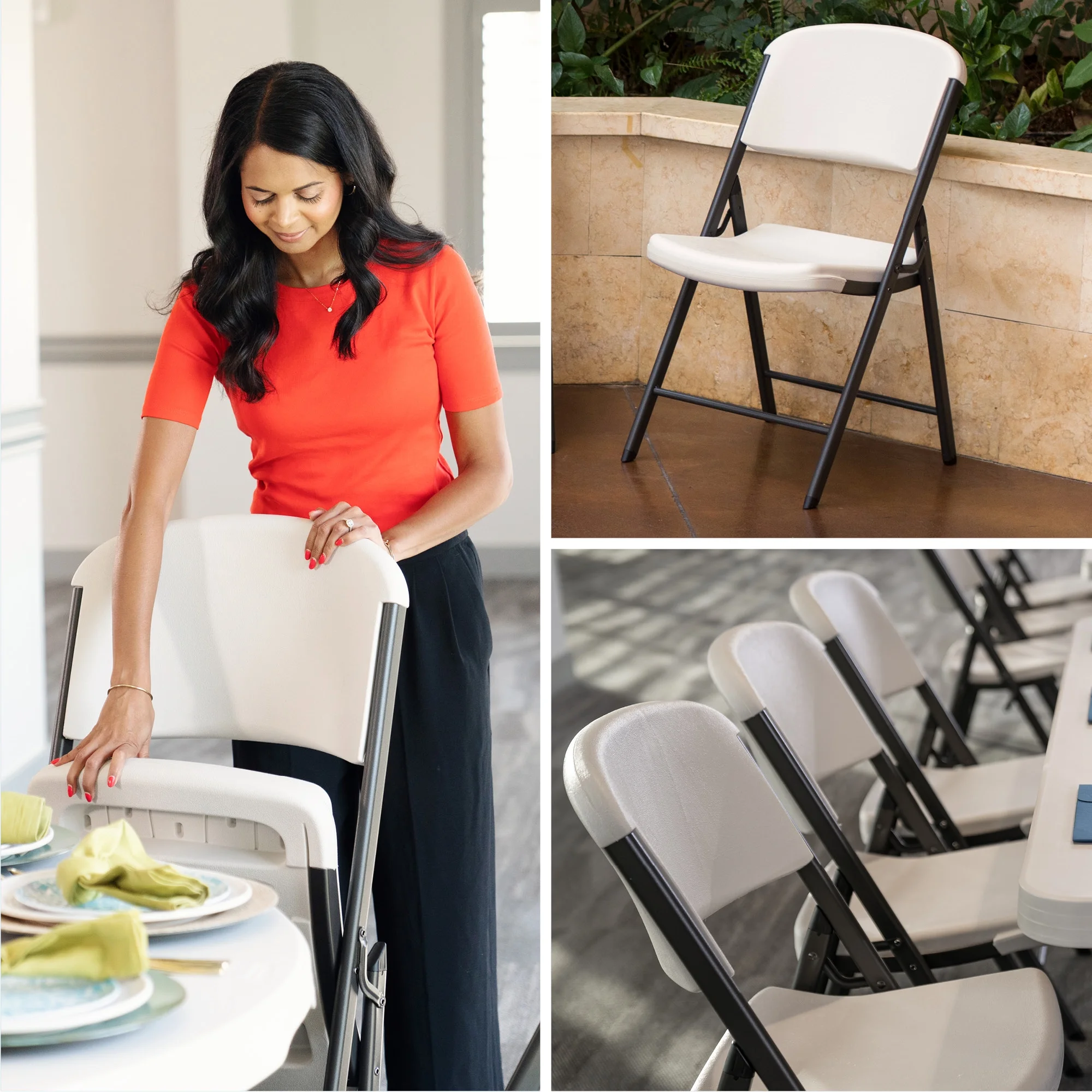 Lifetime Folding Chair, Indoor/Outdoor Commercial, White Granite, 4 Pack (42804)