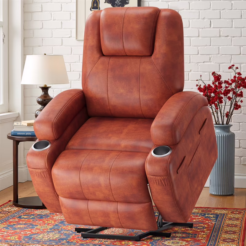 Lacoo power lift electric Massage recliner chair Oversized Single Sofa with Cup Holder for elderly,Black