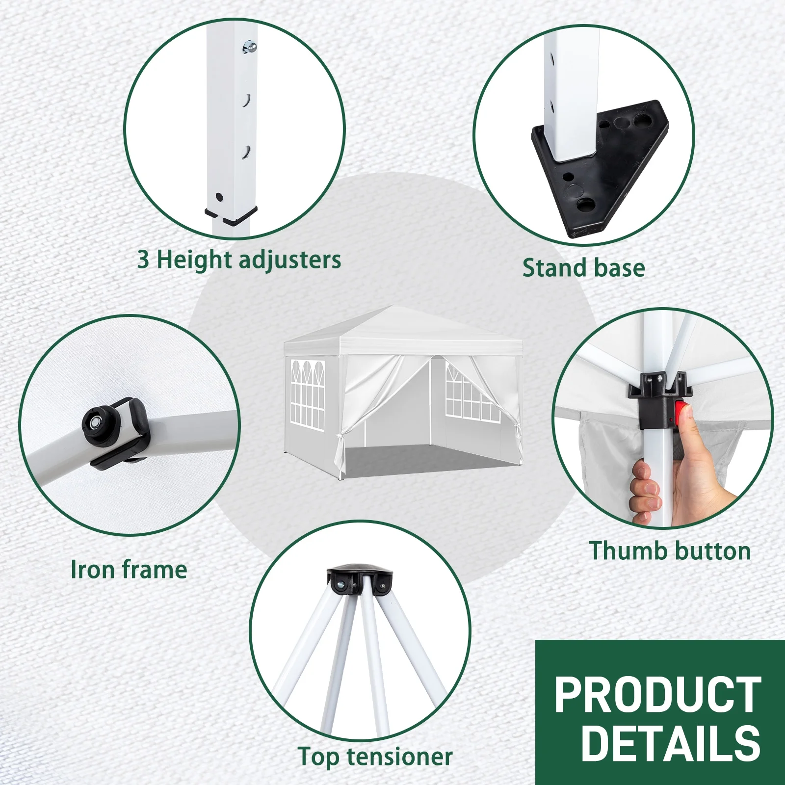 Ktaxon 10'x10' Pop Up Gazebo Canopy Wedding Party Tent with 4 Sidewalls Gray