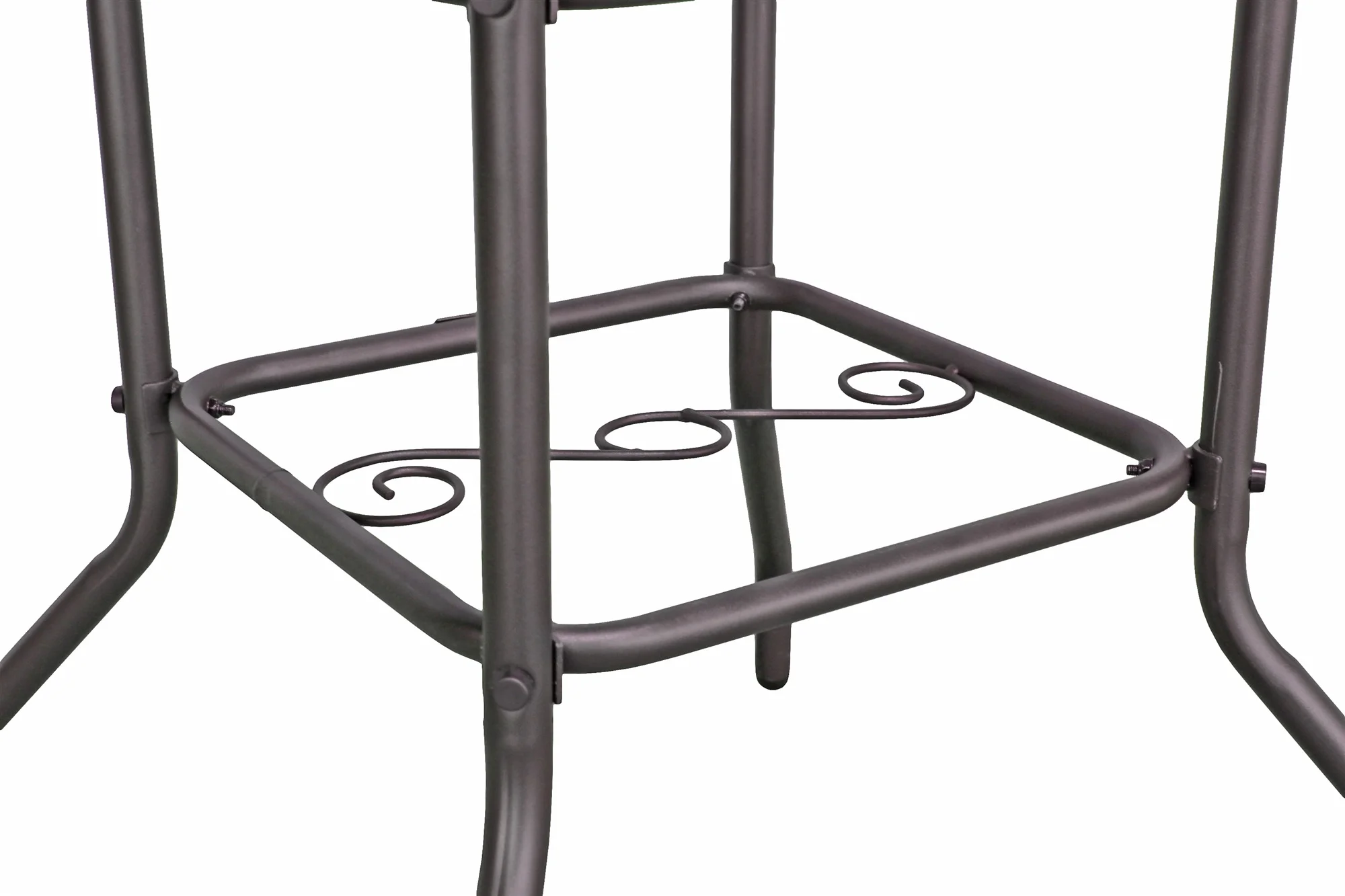 Garden Elements Outdoor Round Patio Dining Table, Steel Base and Rim with Waterwave Glass Top, Brown, 40