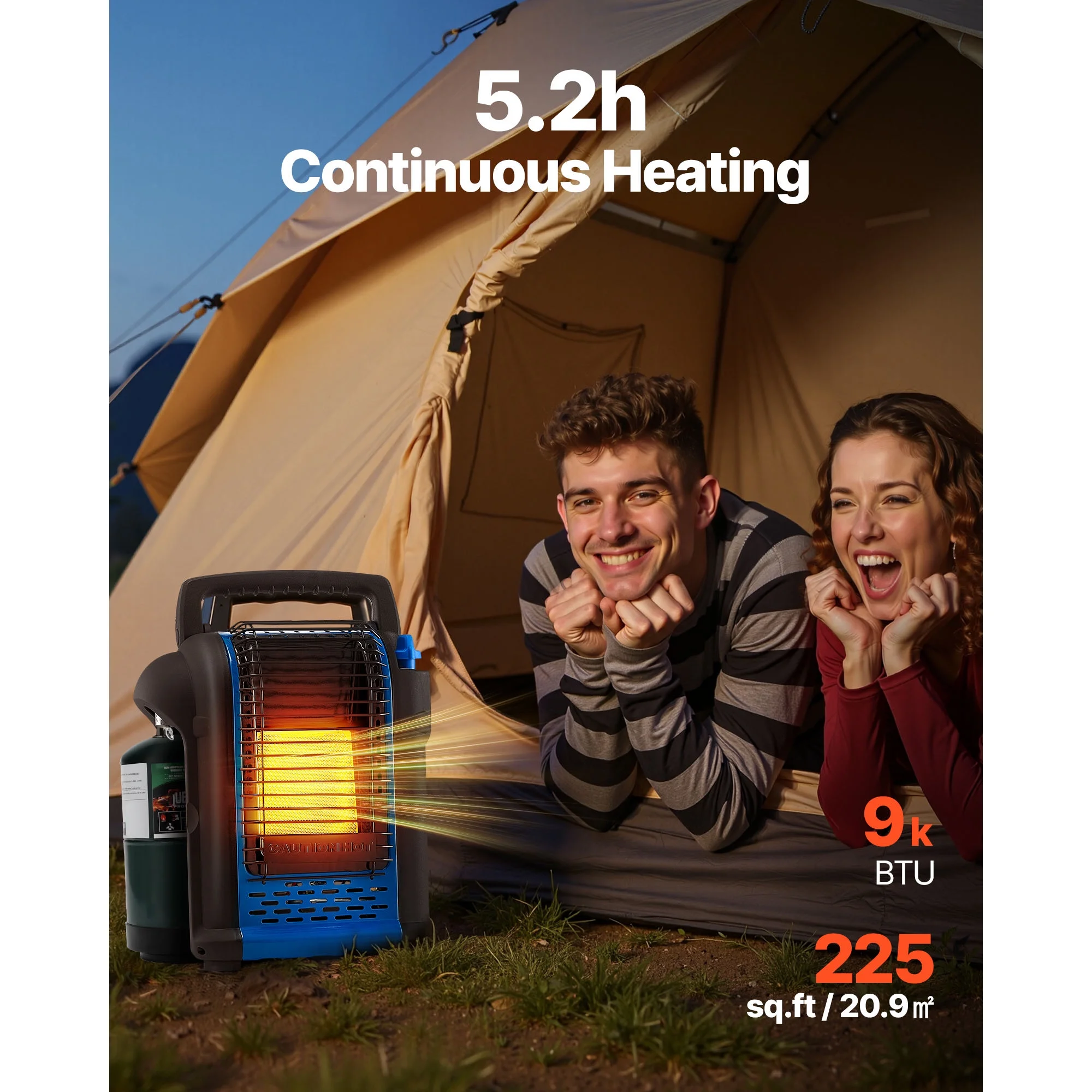 KFFKFF Portable Propane Heater, 9000BTU Radiant Space Heater with Adjustable Temperature and Safety Features, Compact Heater for Garages, Workshops, RVs, Indoor and Outdoor Use