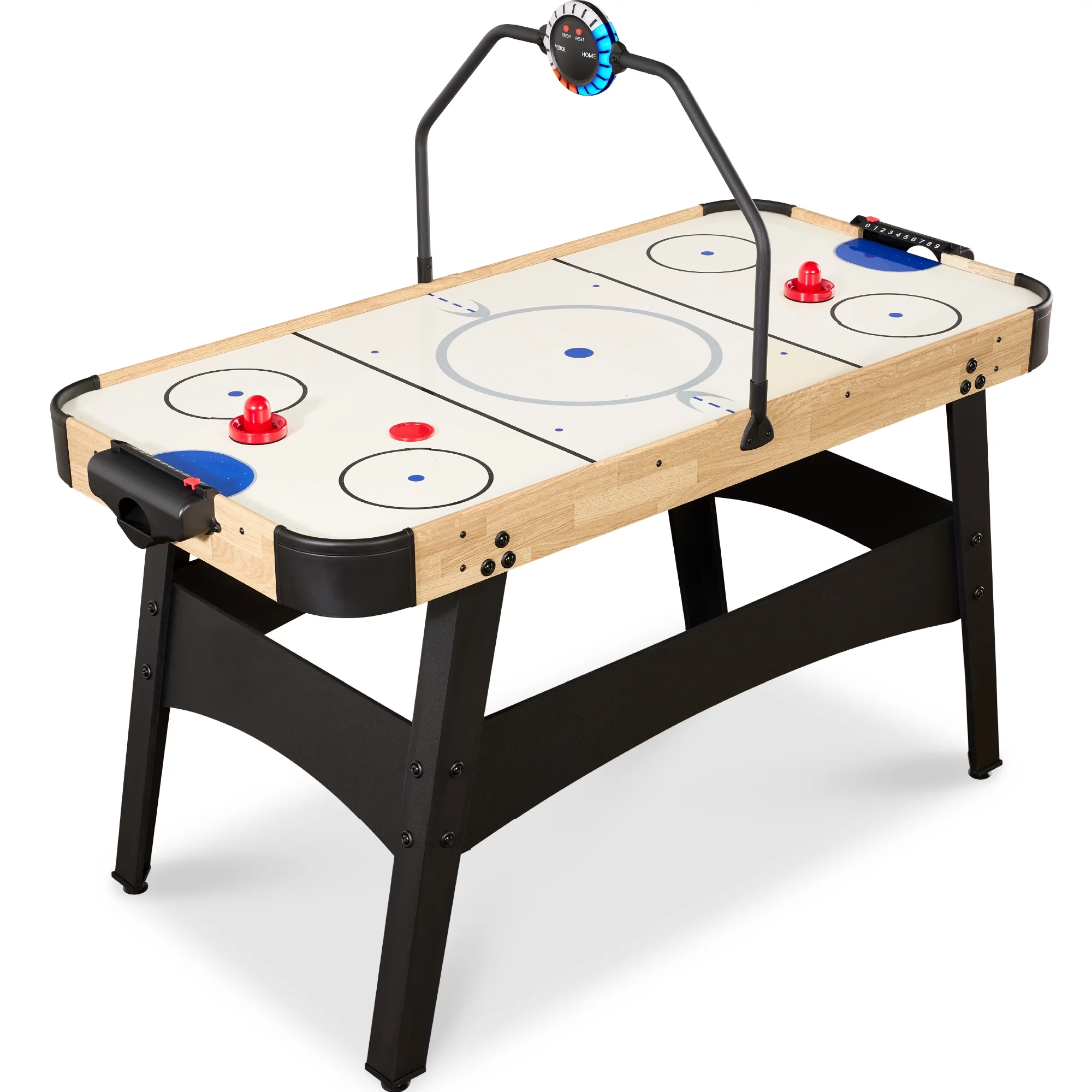 Best Choice Products 54in Air Hockey Game Table w/ LED Lights, Scoreboard, Powerful Motor - Natural