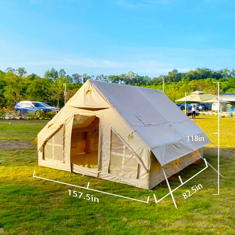 SENLEETO 8-10 People Glamping Inflatable Tents , 129 ft2 Large Blow Up  Tent with Hand Pump,  420D Oxford Fabric Camping Tent, Easy Setup Air Tent for Outdoor&Travel