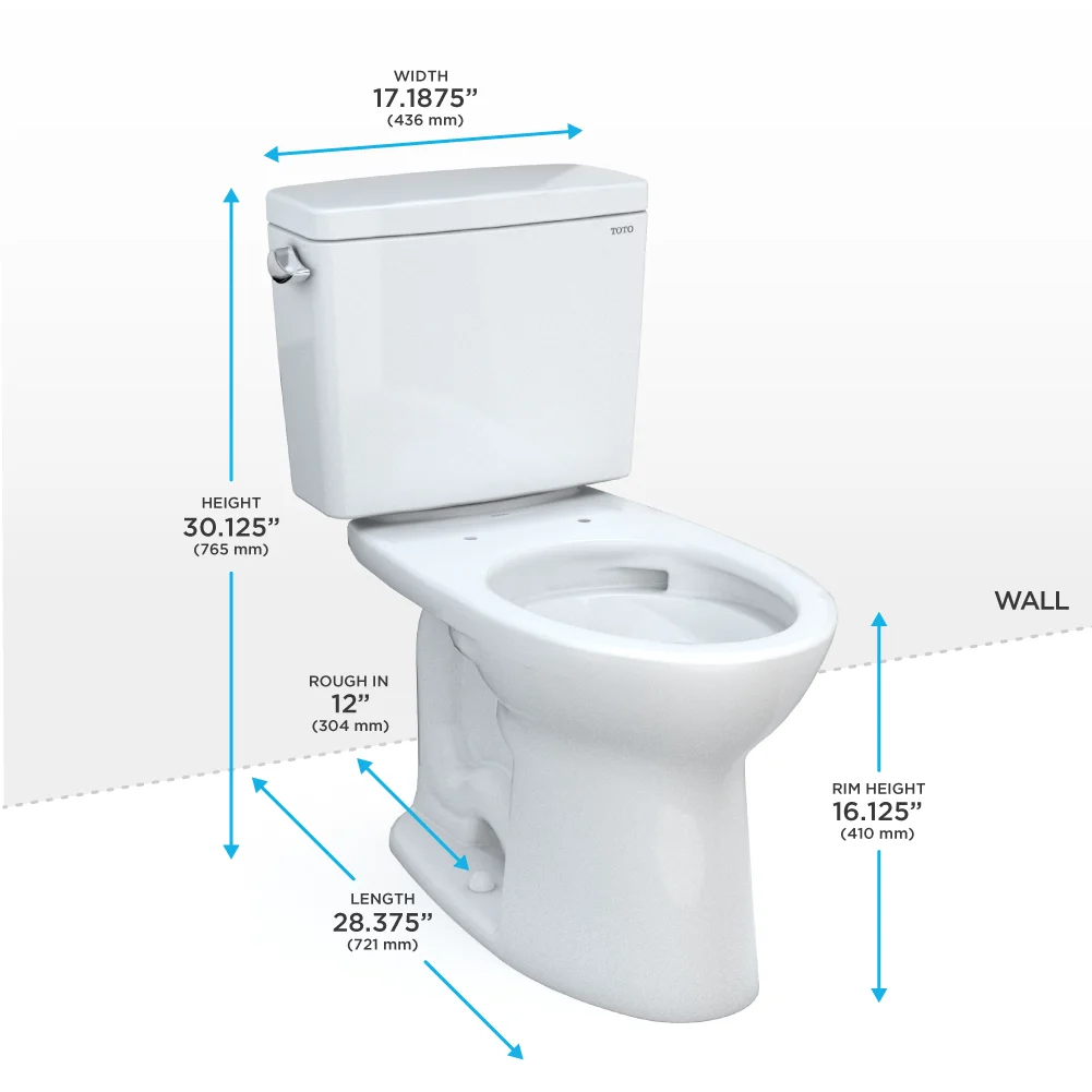 TOTO® Drake® Two-Piece Elongated 1.28 GPF Universal Height TORNADO FLUSH® Toilet with CEFIONTECT®, Cotton White - CST776CEFG#01