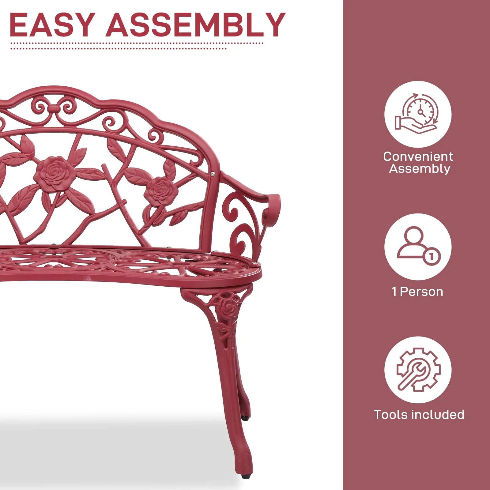 Ktaxon Outdoor Patio Park Garden Bench Courtyard Leisure Rose Cast Aluminum, Outdoor Loveset, Bronze