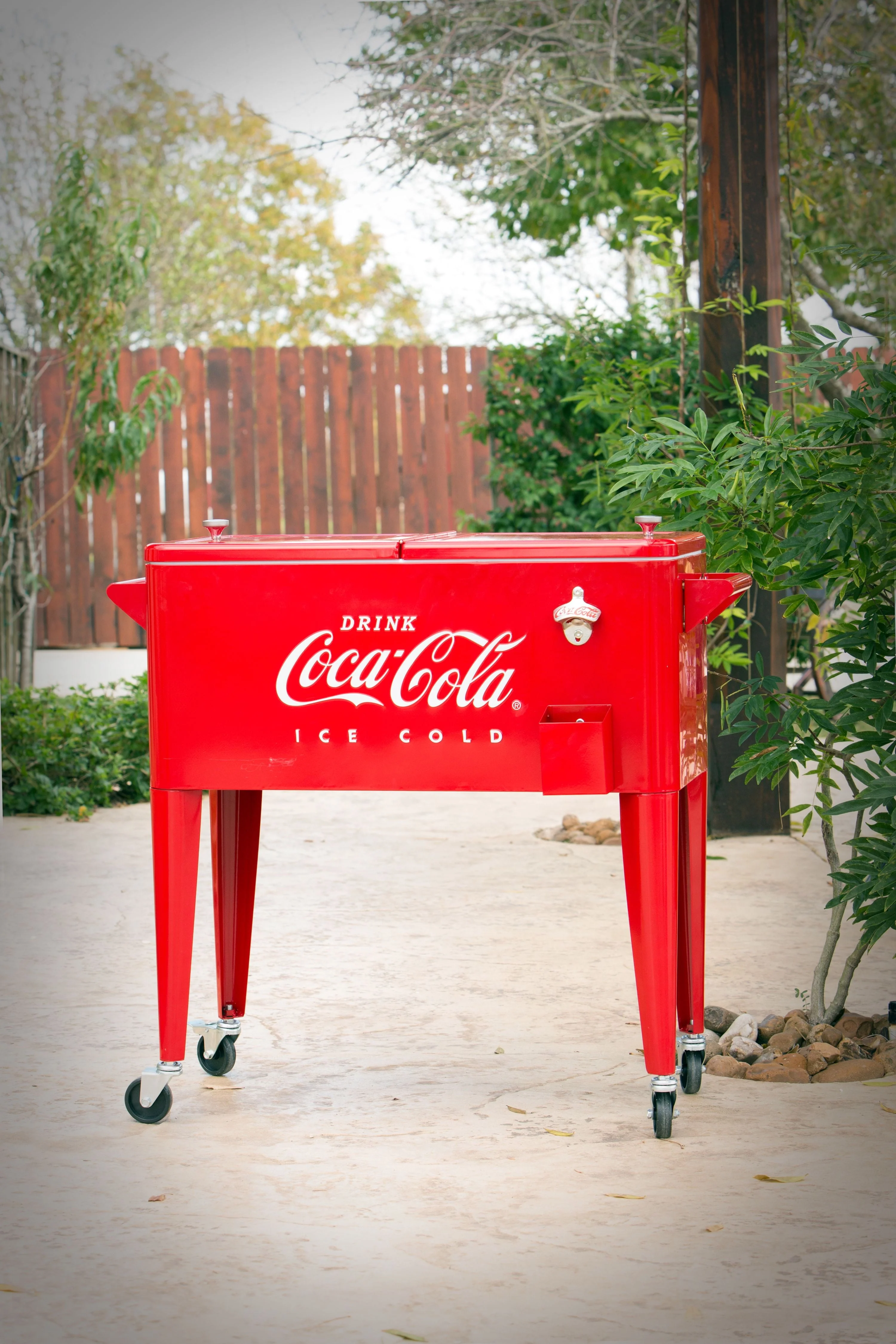 Leigh Country CP 98121 Coca-Cola Metal 80 Qt. Outdoor Patio Cooler - Red