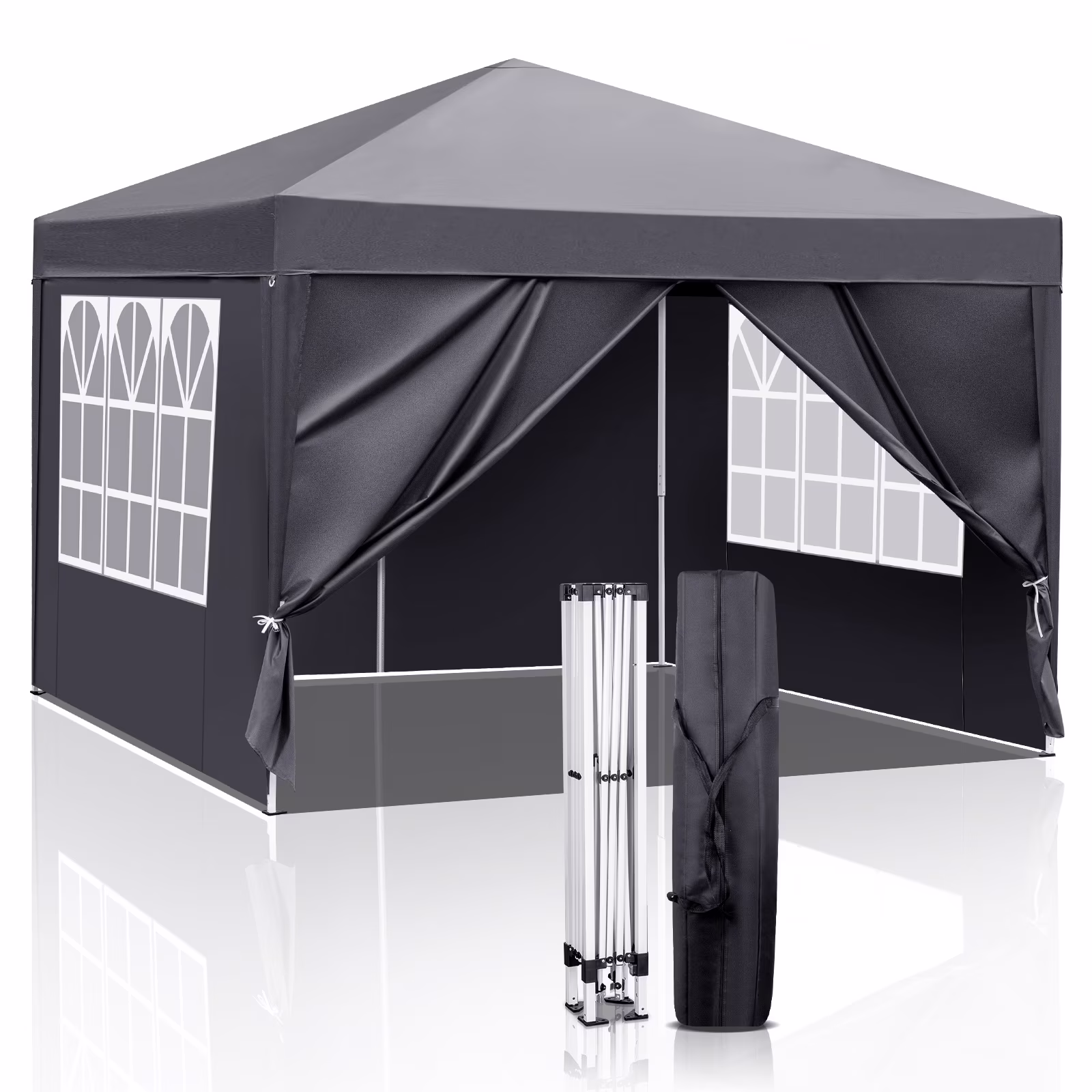 Ktaxon 10'x10' Pop Up Gazebo Canopy Wedding Party Tent with 4 Sidewalls Gray