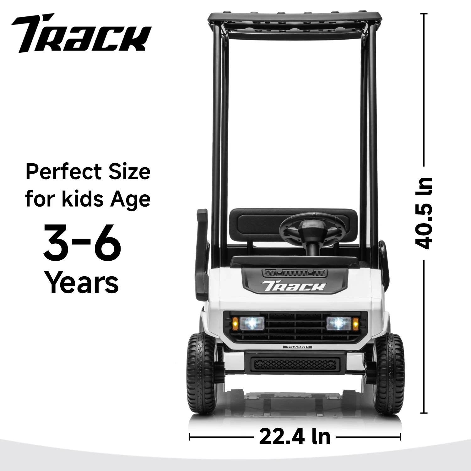 Track Seven 24V Ride on Car, Electric Golf Cart with Ceiling, Ride on Truck with Remote Control, Music, Rear Storage Box, Electric Car for Boys Girls Age 3+, 18.5