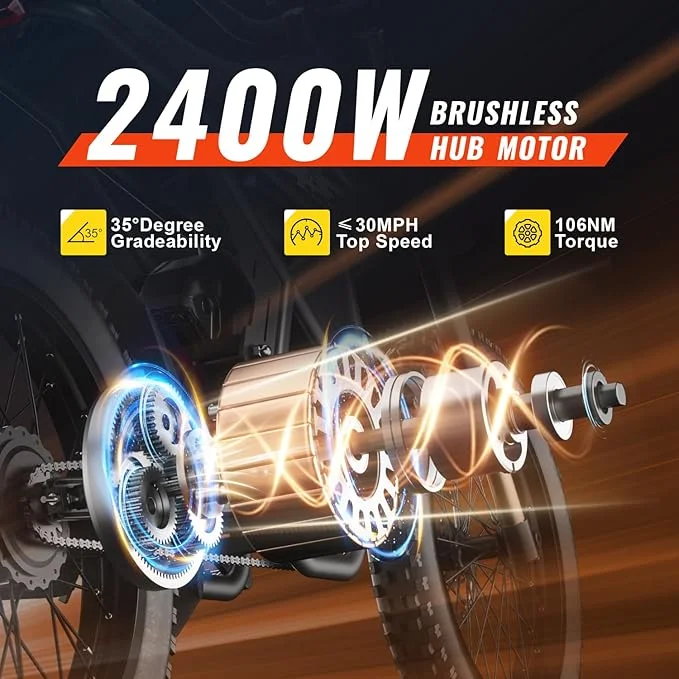 Riding'Times GT73 Electric Dirt Bike for Adults 2400W 48V 37MPH 36.4AH Dual Battery 85 Miles Range 25