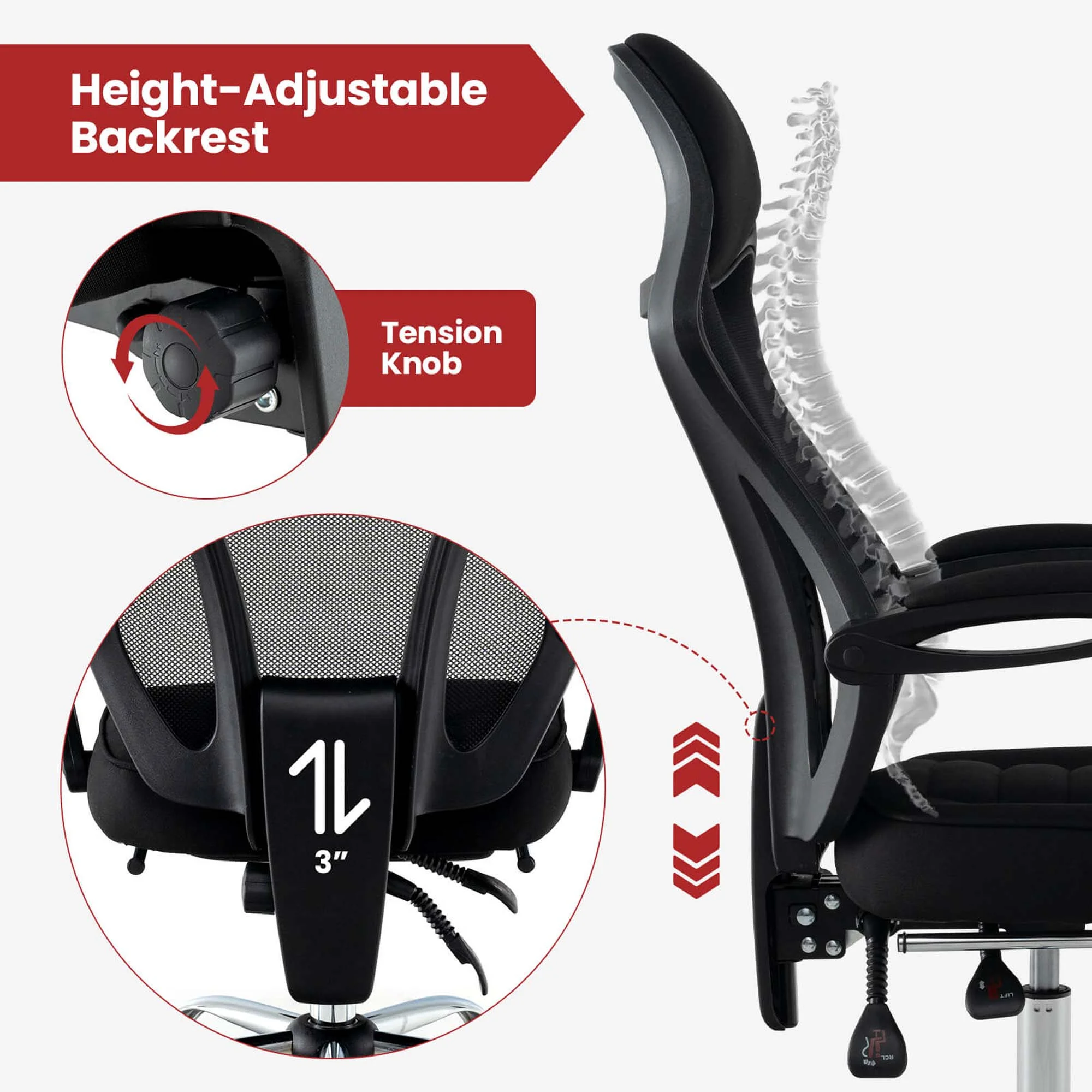 Costway Ergonomic Mesh Office Chair with Footrest Height-Adjustable & Tilting Backrest