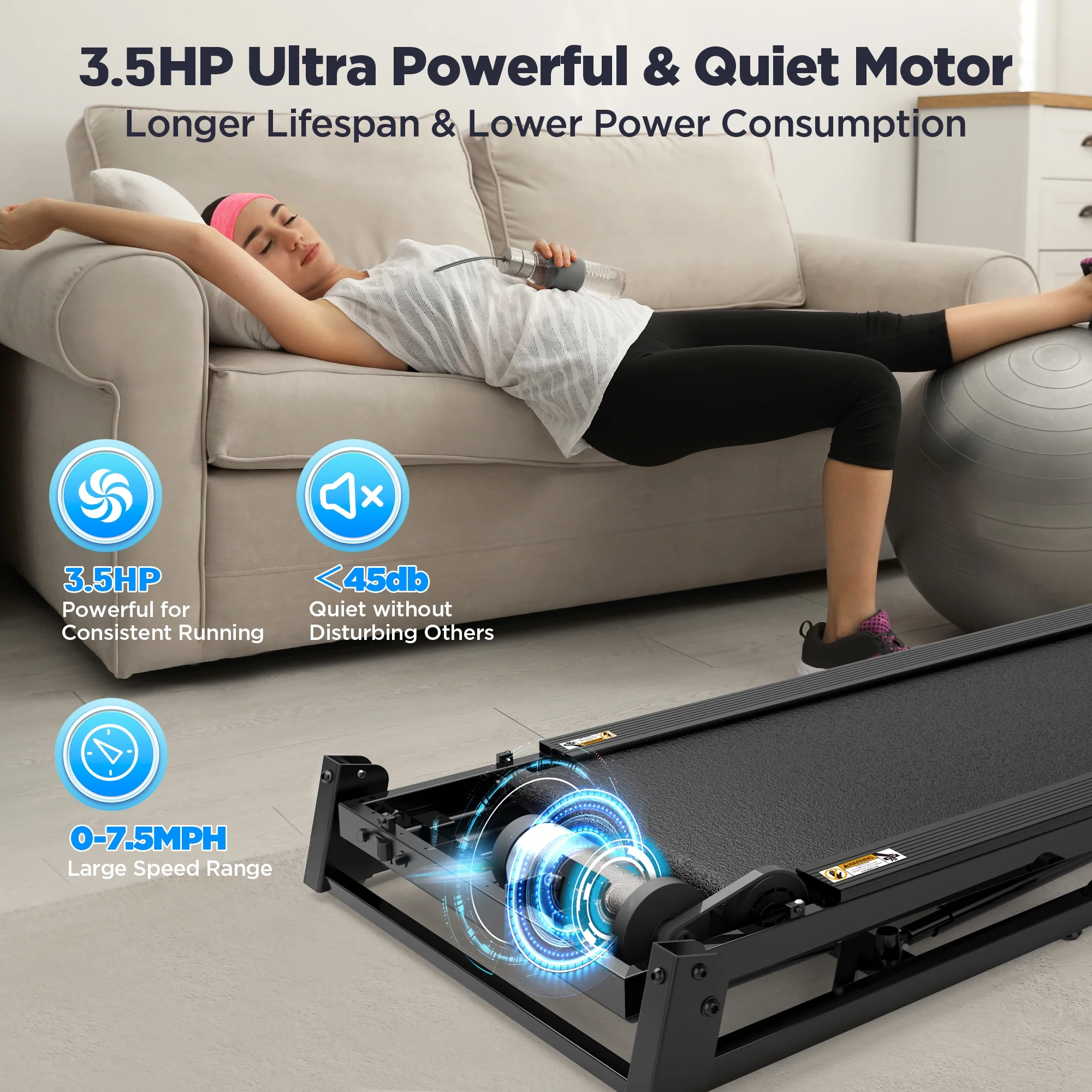 Folding Treadmill w/ Incline, 3.5HP Treadmill for Home w/330lbs Capacity, 71 Programs